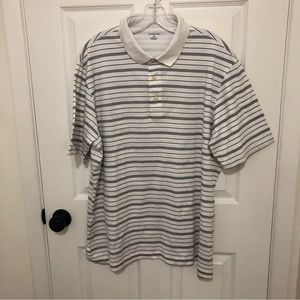 Lands End Pima Cotton Men's Short Sleeve Polo White Black Stripe - Size XL